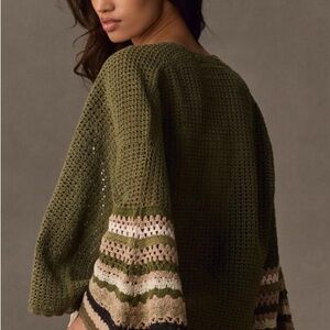 Olive Green Striped Women's Sweater